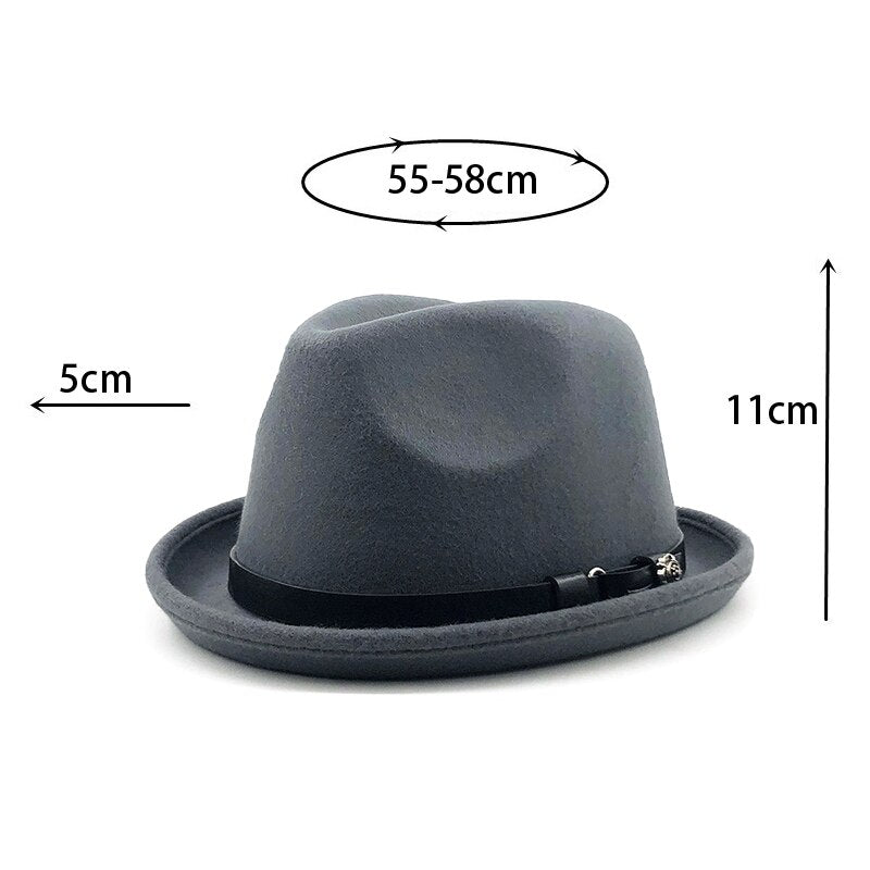 Chapéu Masculino Pork Pie de Lã Elegante